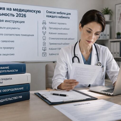 Лицензия на медицинскую деятельность 2026: пошаговая инструкция и список мебели для каждого кабинета